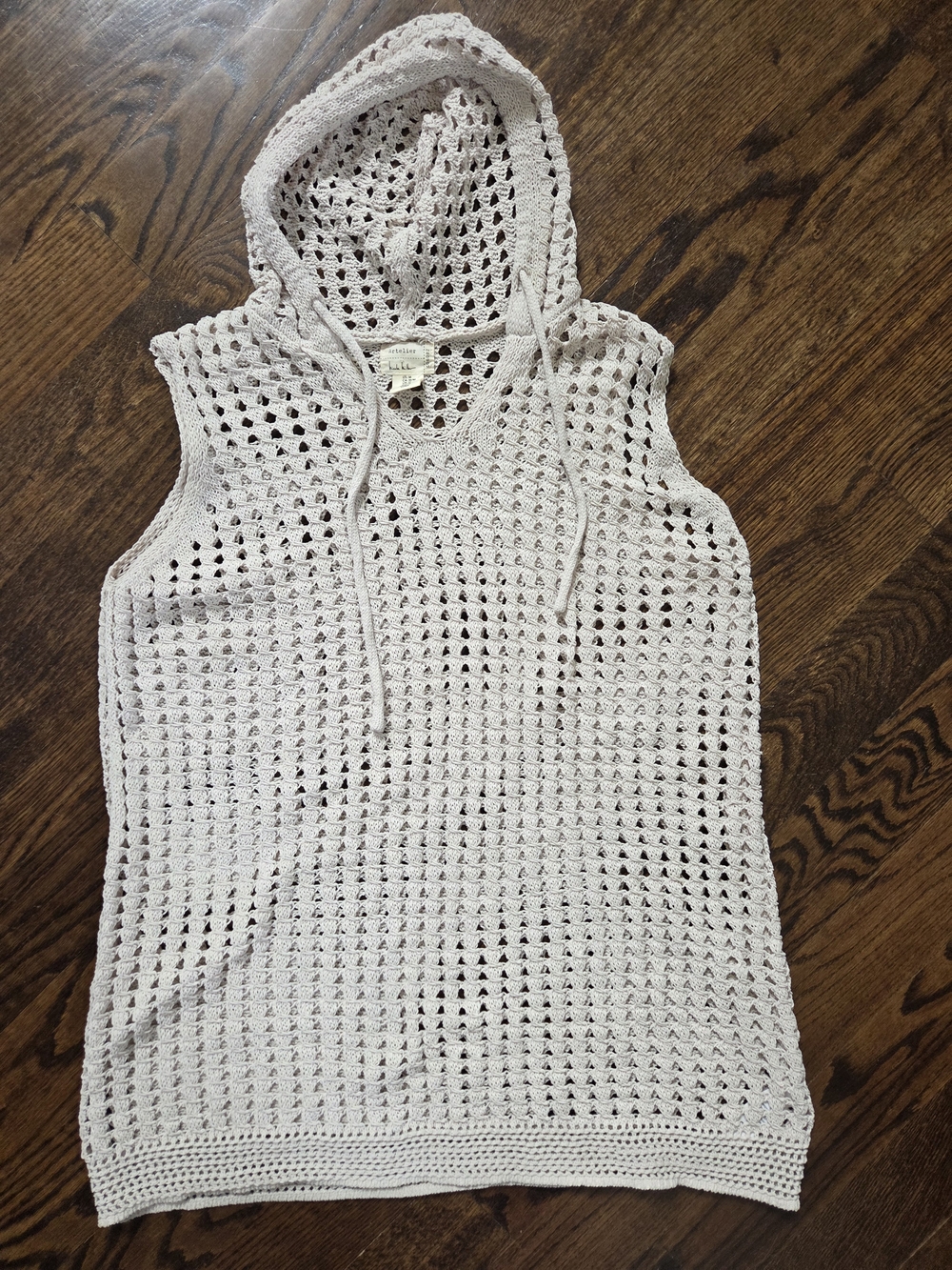 Artelier Nicole Miller Crochet Sleeveless Hooded Tank - Swim Cover Or Layering